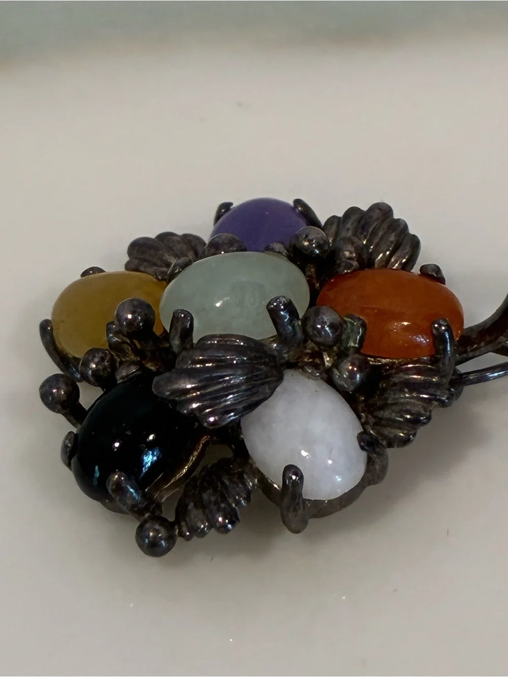 Multicolor Gemstone Cluster Pendant 925 Sterling Silver
